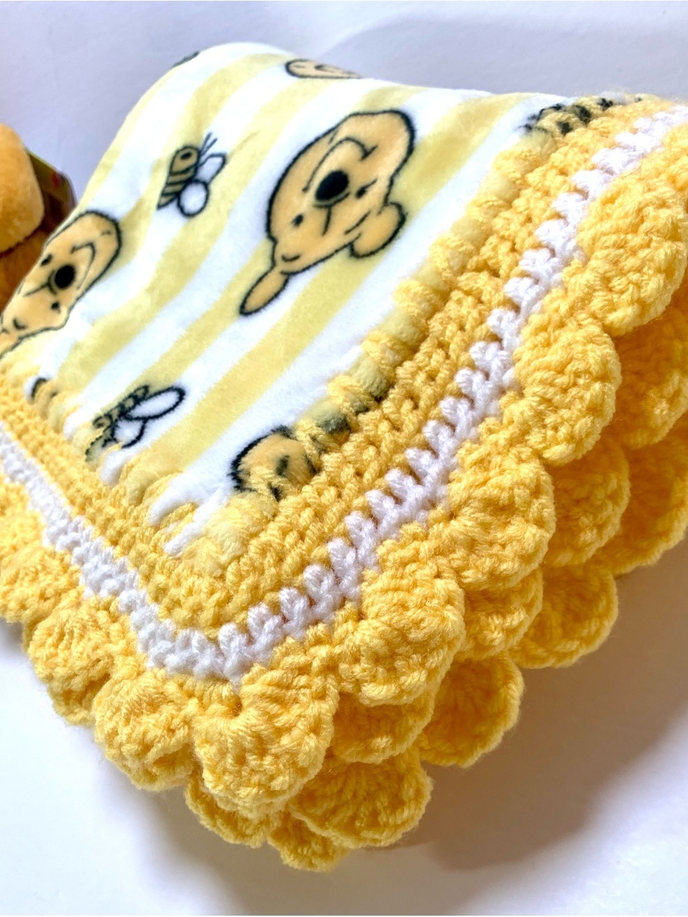 Disney Winnie the Pooh and Bees Crocheted Baby Blanket & Plush Set - Picture 4 of 11